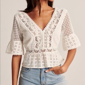 Abercrombie Lace Deep V Blouse